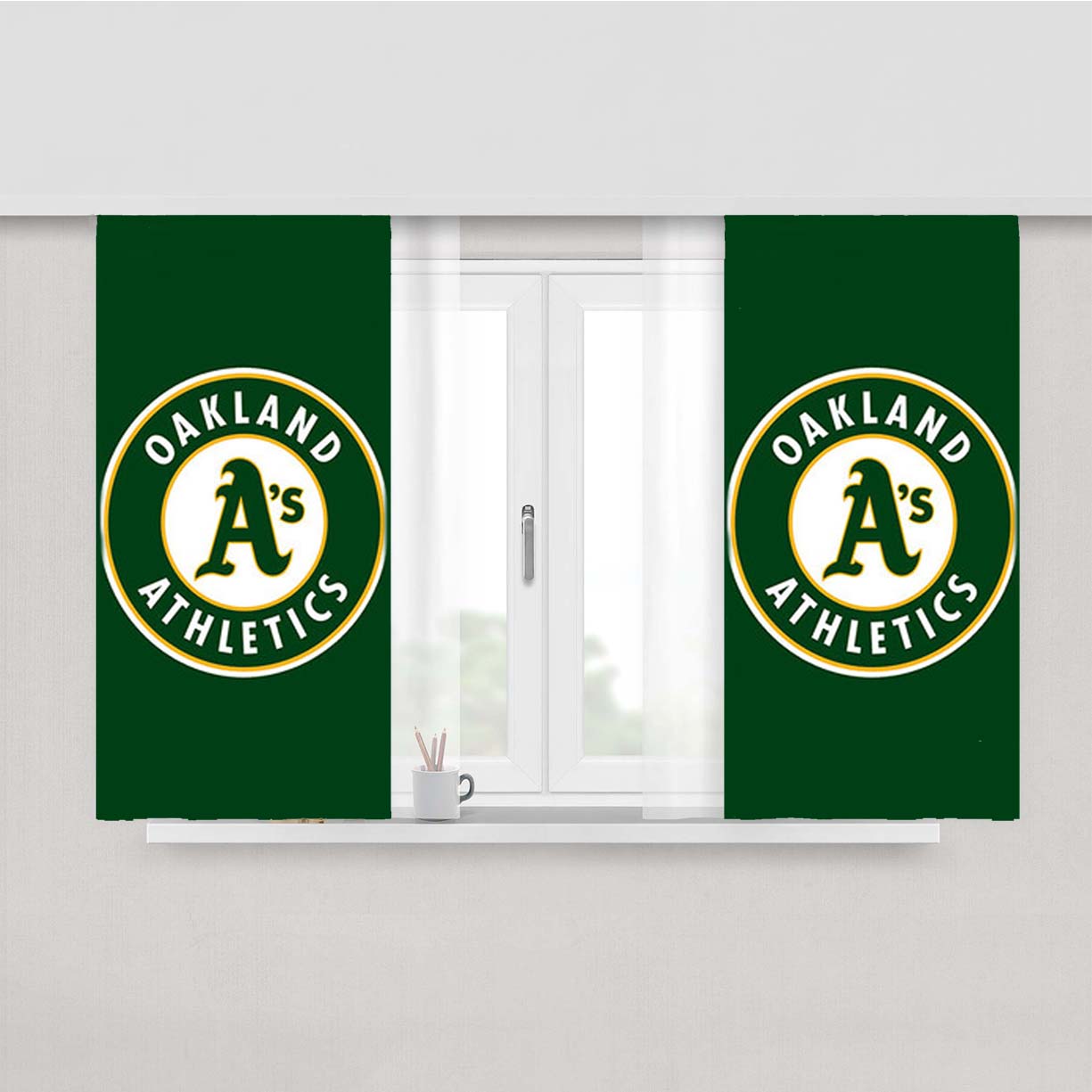 Oakland Athletics Baseball Logo Green Peach Skin Window Curtains
