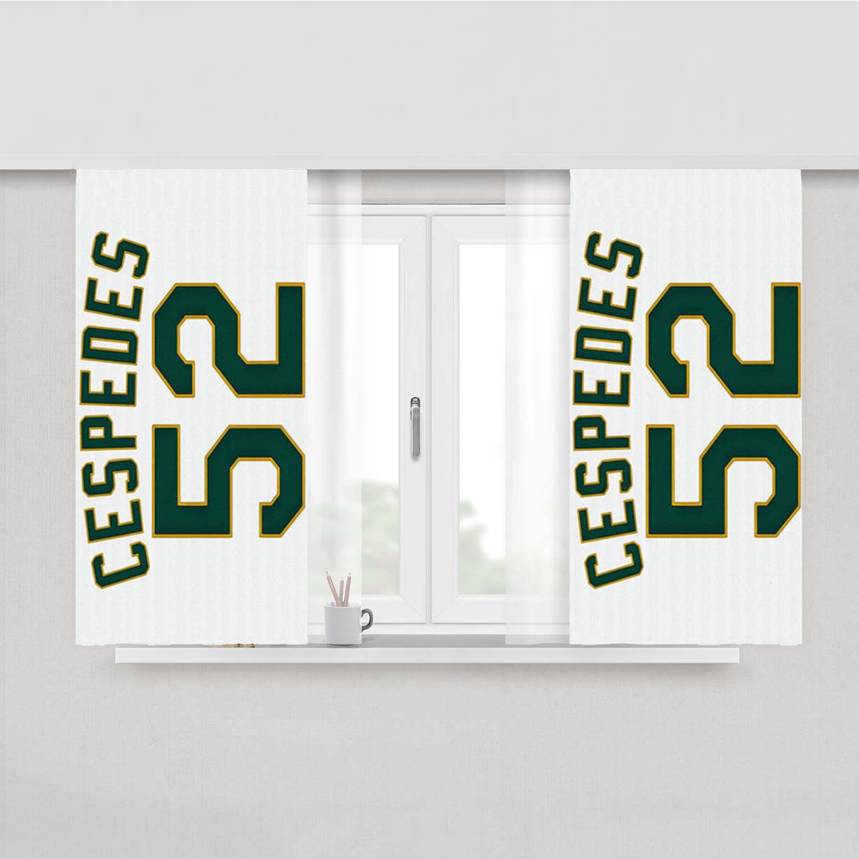 Oakland Athletics Cespedes Peach Skin Window Curtains