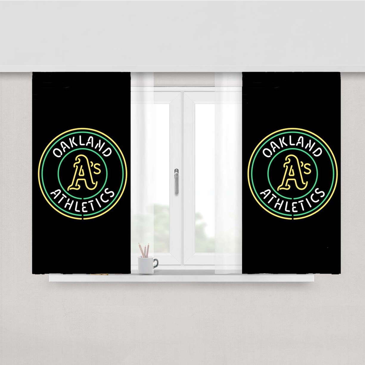 Oakland Athletics Symbol Peach Skin Window Curtains