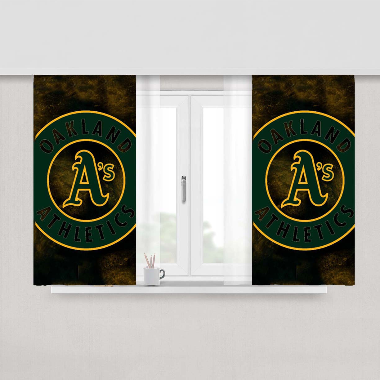 Oakland Athletics Texture Peach Skin Window Curtains