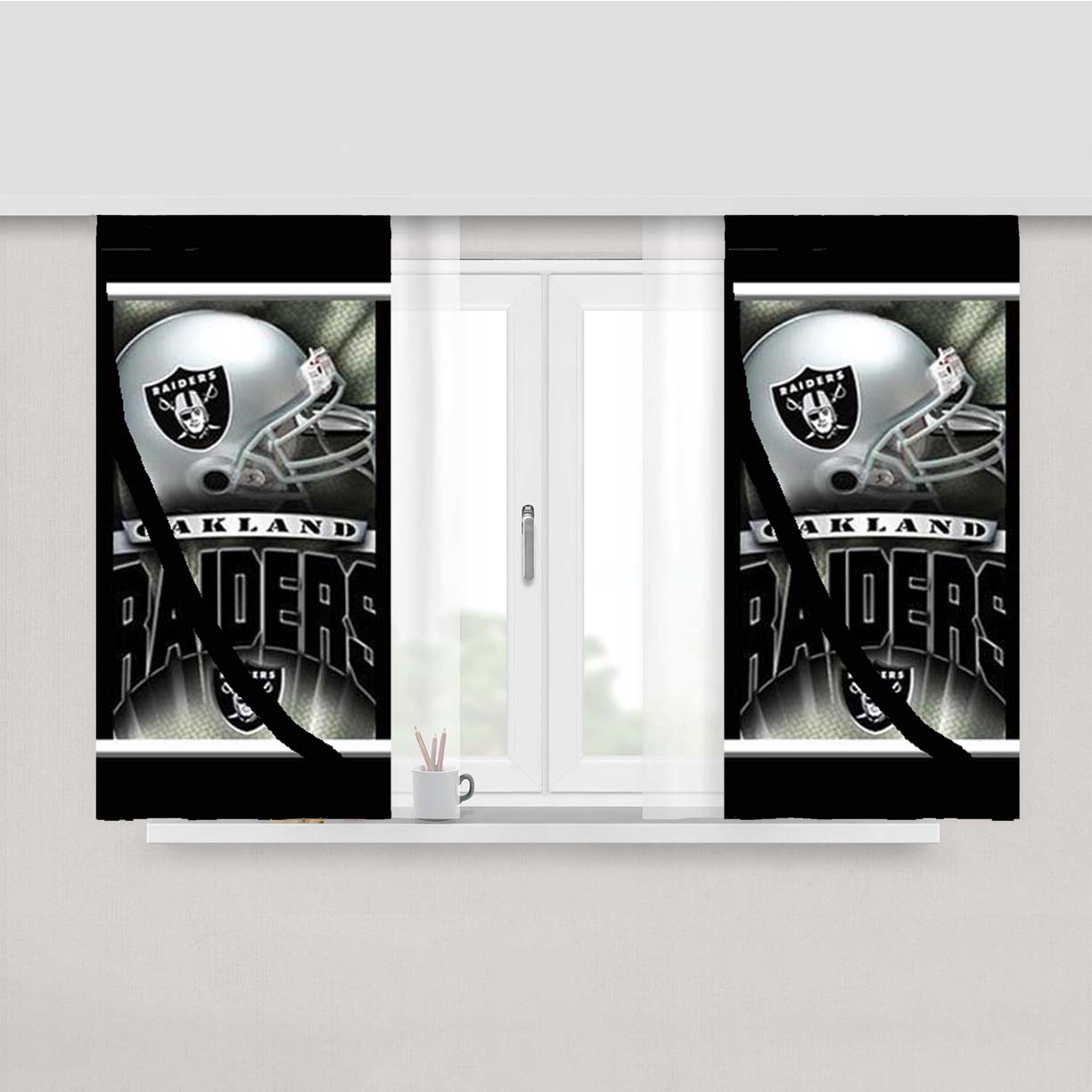Oakland Raiders Banner Peach Skin Window Curtains