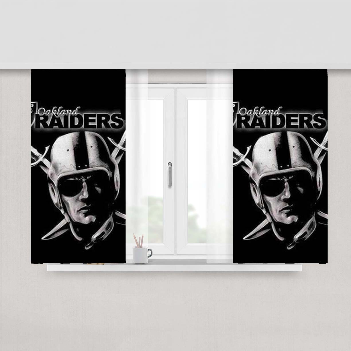 Oakland Raiders Face Peach Skin Window Curtains