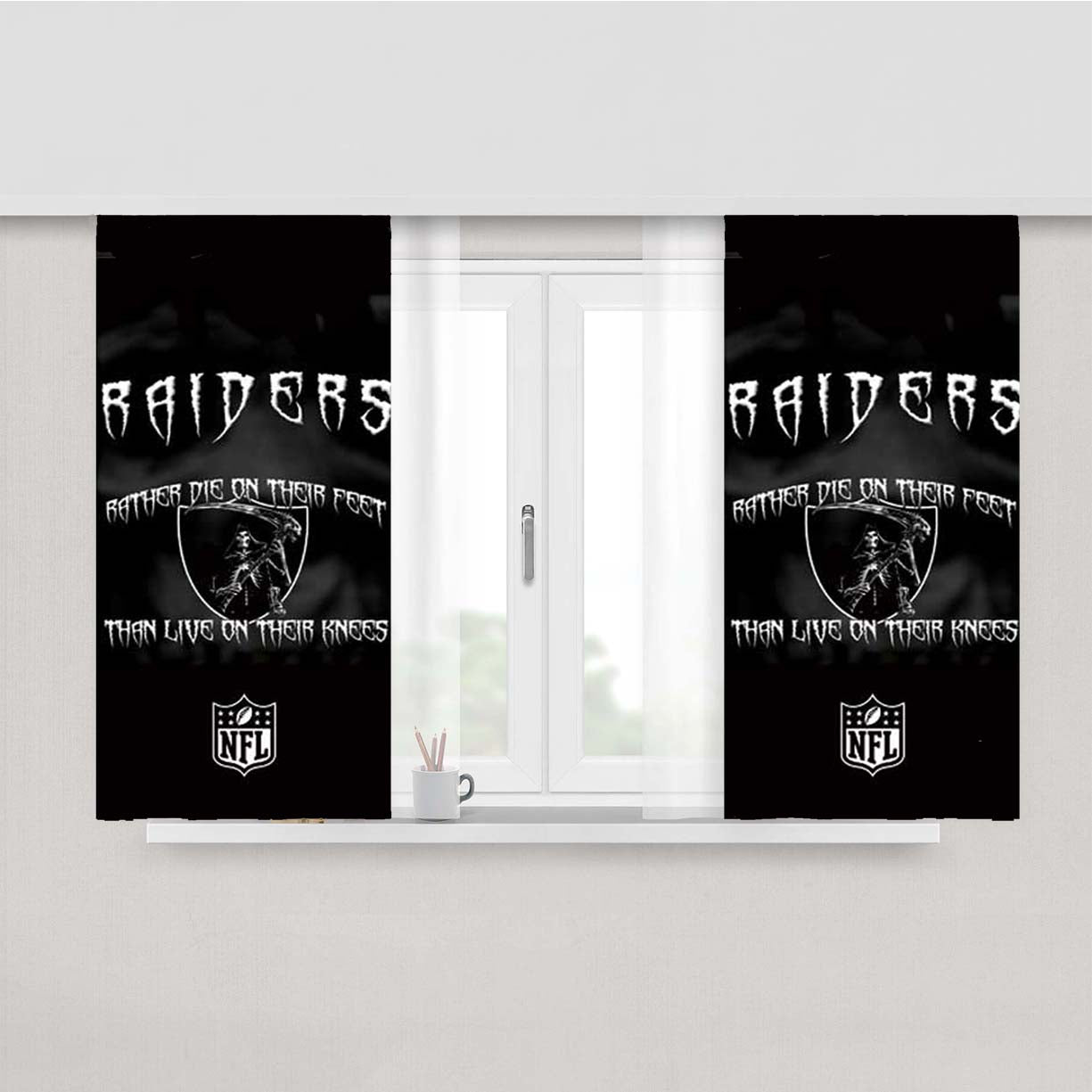 Oakland Raiders Rather Die Peach Skin Window Curtains
