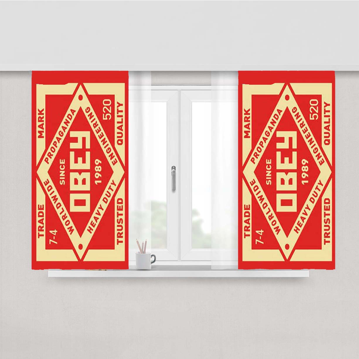Obey Logo Peach Skin Window Curtains