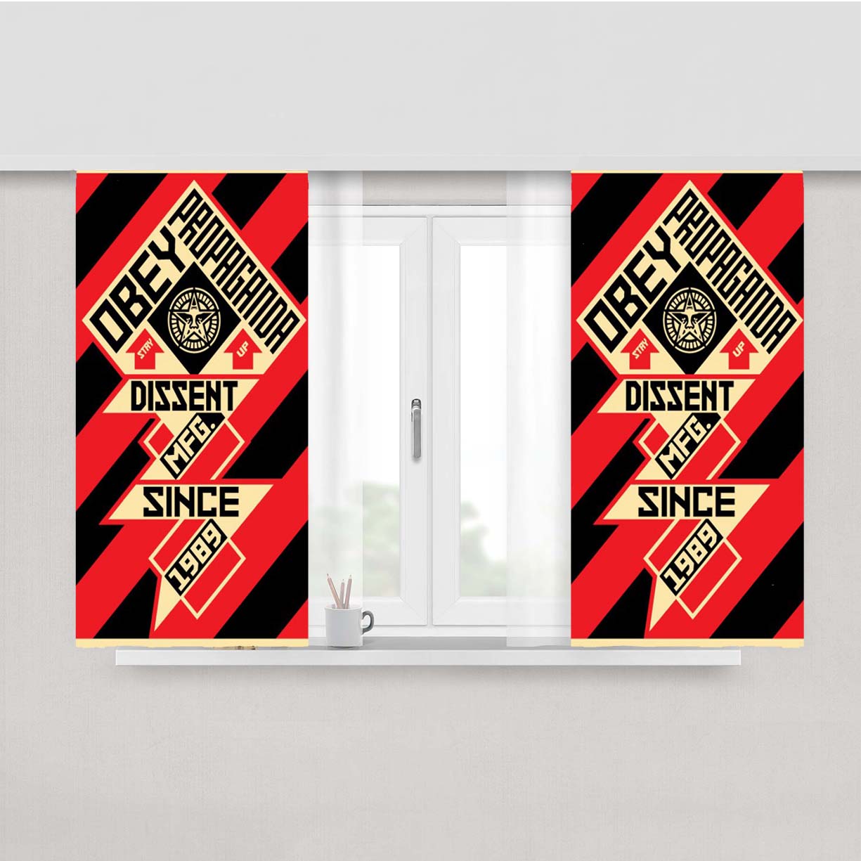 Obey Propaganda Peach Skin Window Curtains