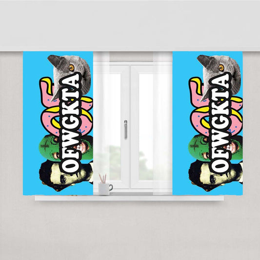 Odd Future Blue With Logos Peach Skin Window Curtains