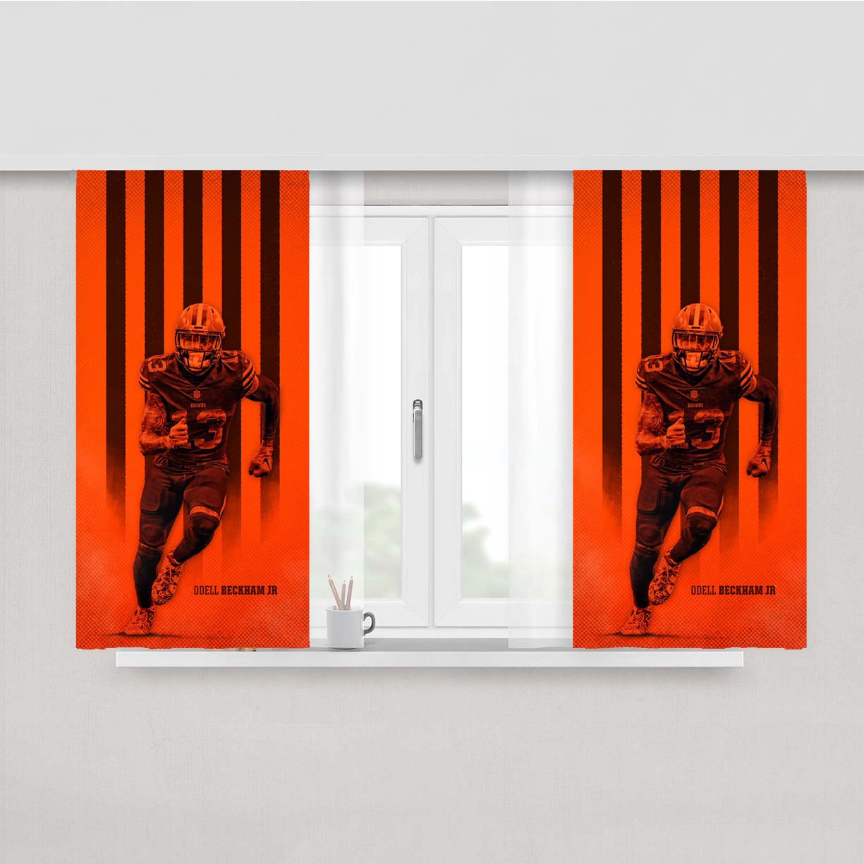 Odell Beckham Jr Best Cleveland Brown Player Peach Skin Window Curtains