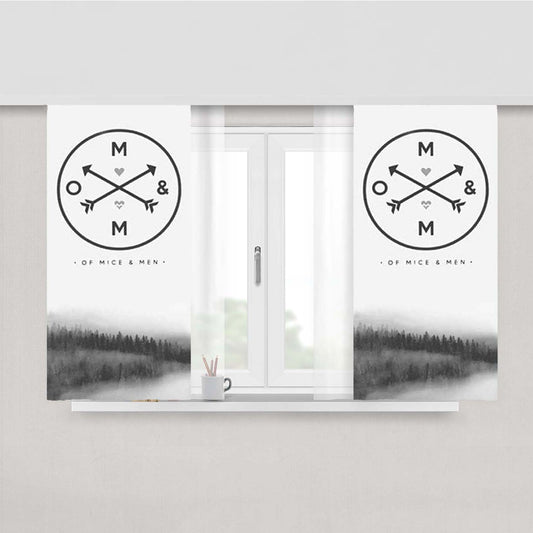 Of Mice And Men Logo Fog Peach Skin Window Curtains