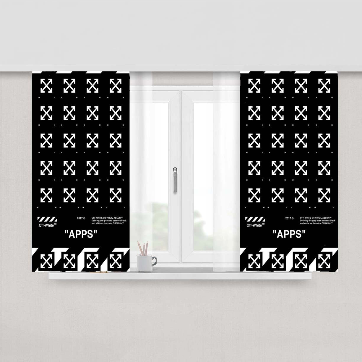 Off-White Apps Peach Skin Window Curtains