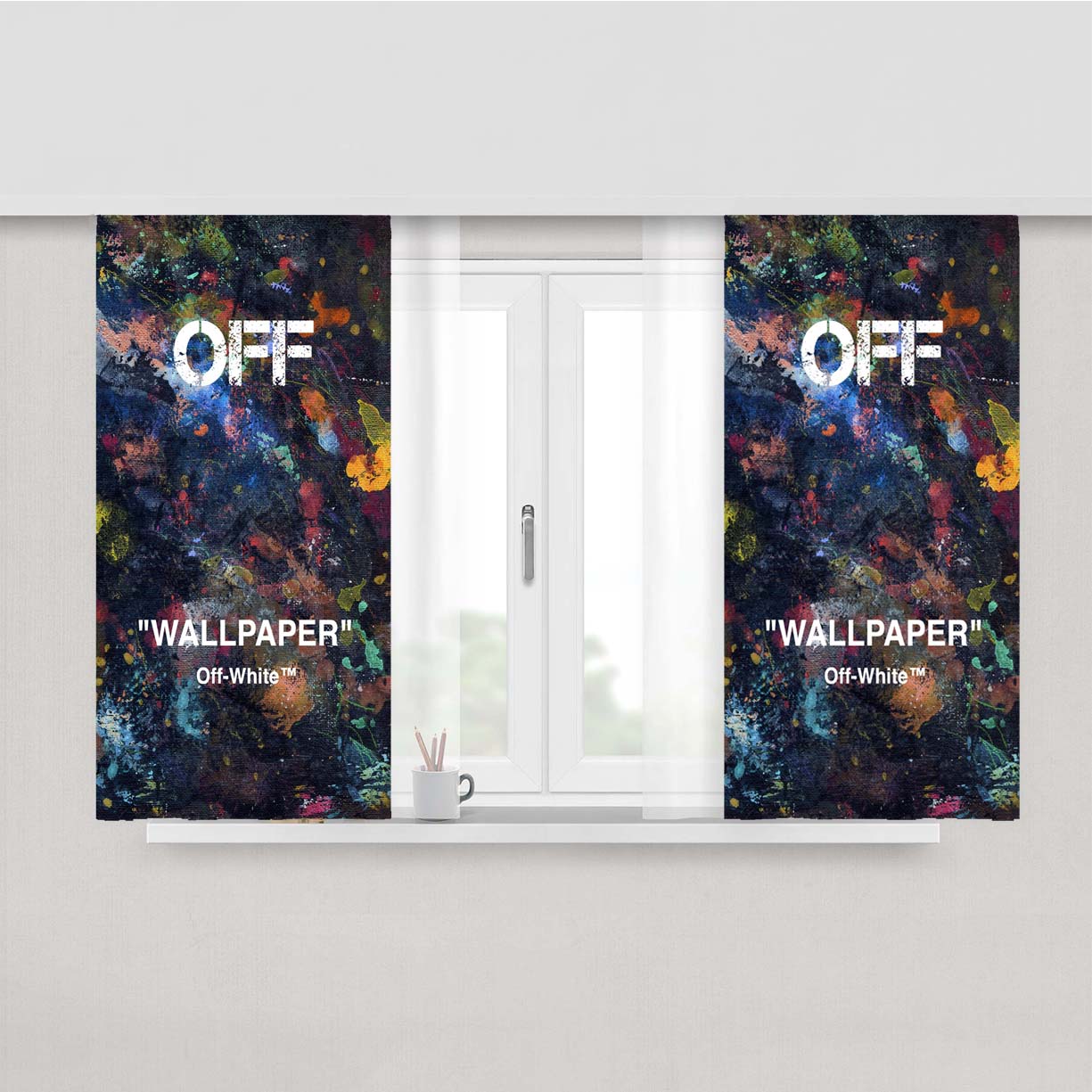 Off-White Wallpaper Peach Skin Window Curtains