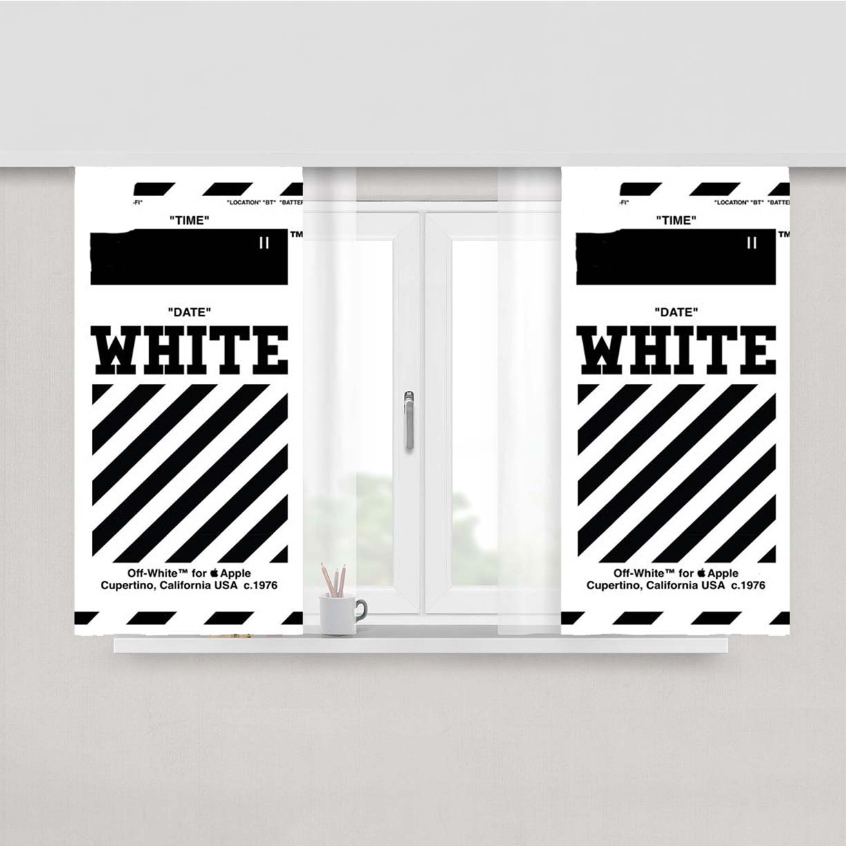 Off White Peach Skin Window Curtains