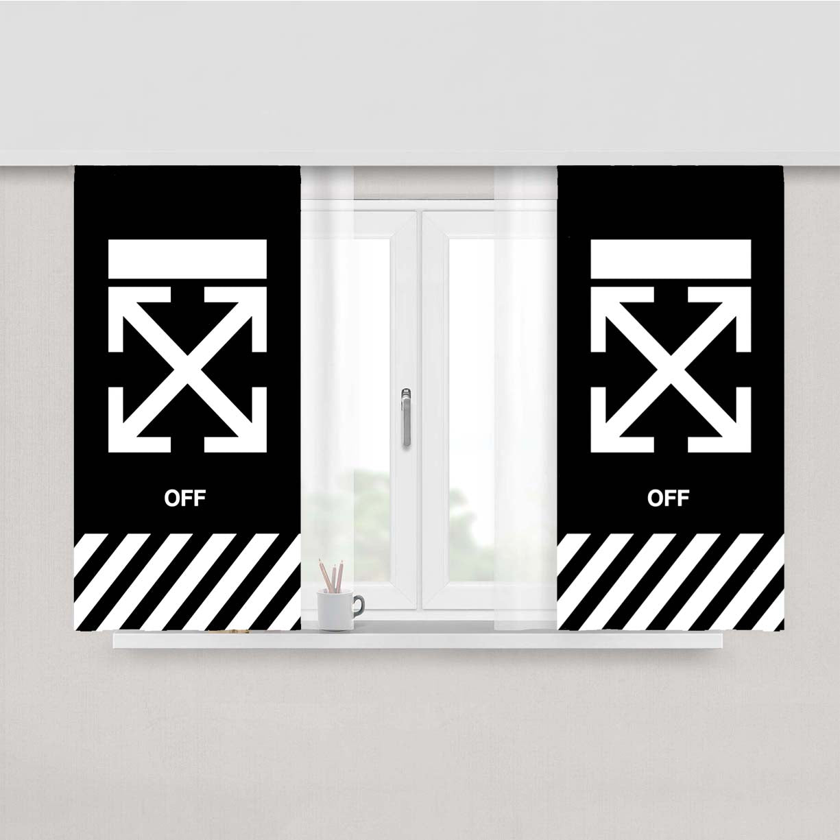 Off White 4 Peach Skin Window Curtains