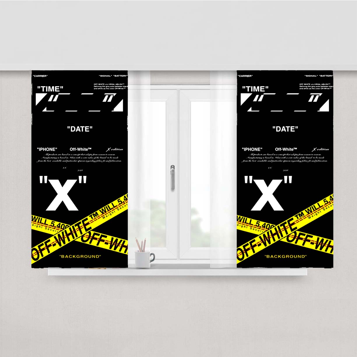 Off White Abloh Virgil Peach Skin Window Curtains