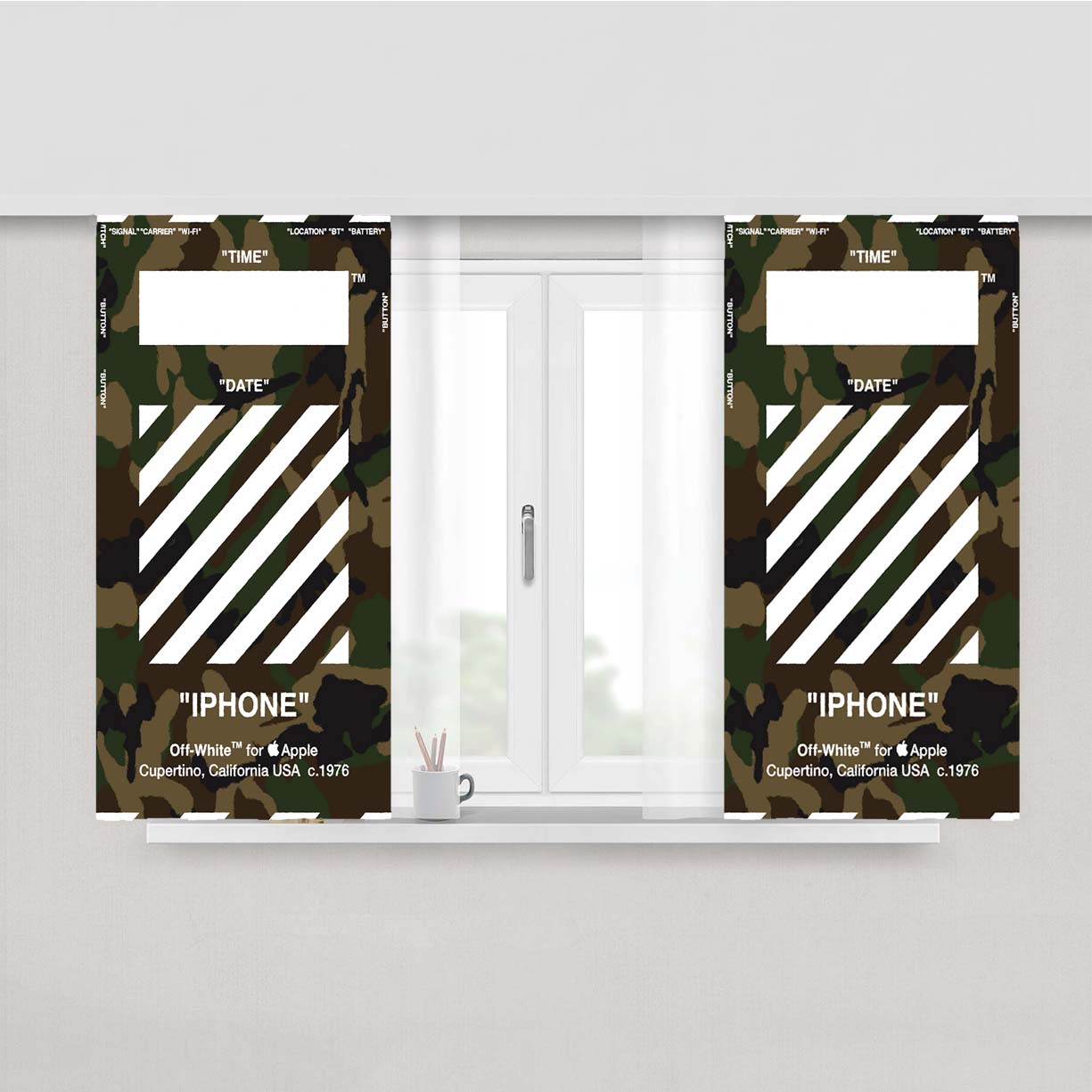 Off White Army 1 Peach Skin Window Curtains