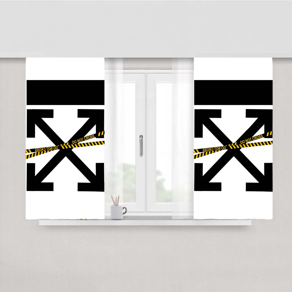 Off White Funny Peach Skin Window Curtains