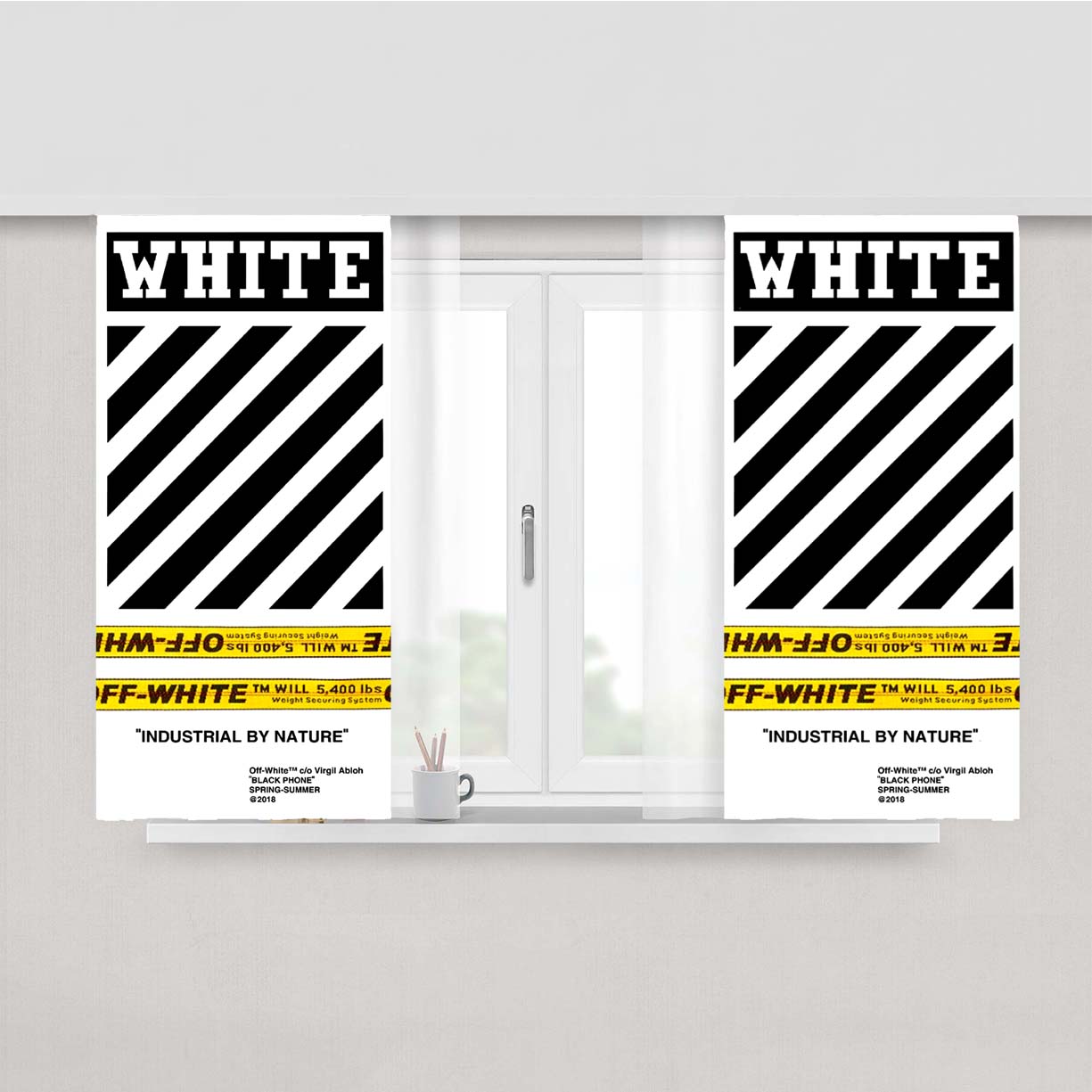 Off White Nature Peach Skin Window Curtains