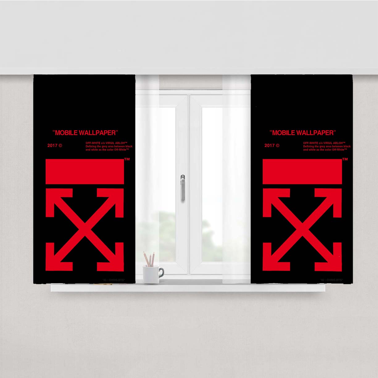 Off White Red Peach Skin Window Curtains