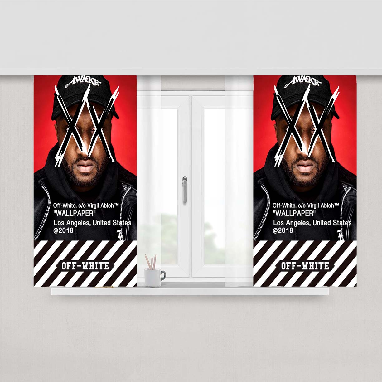 Off White Virgil Abloh Peach Skin Window Curtains