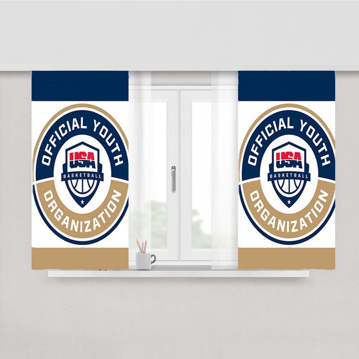 Official Youth Organization Usa Basketball Peach Skin Window Curtains