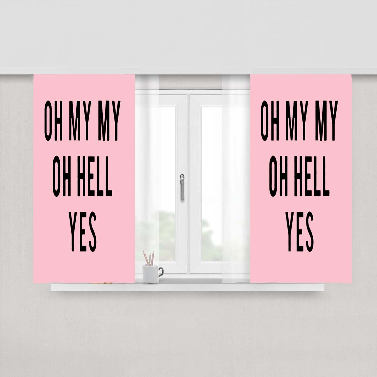 Oh My My Oh Hell Yes Pink Peach Skin Window Curtains
