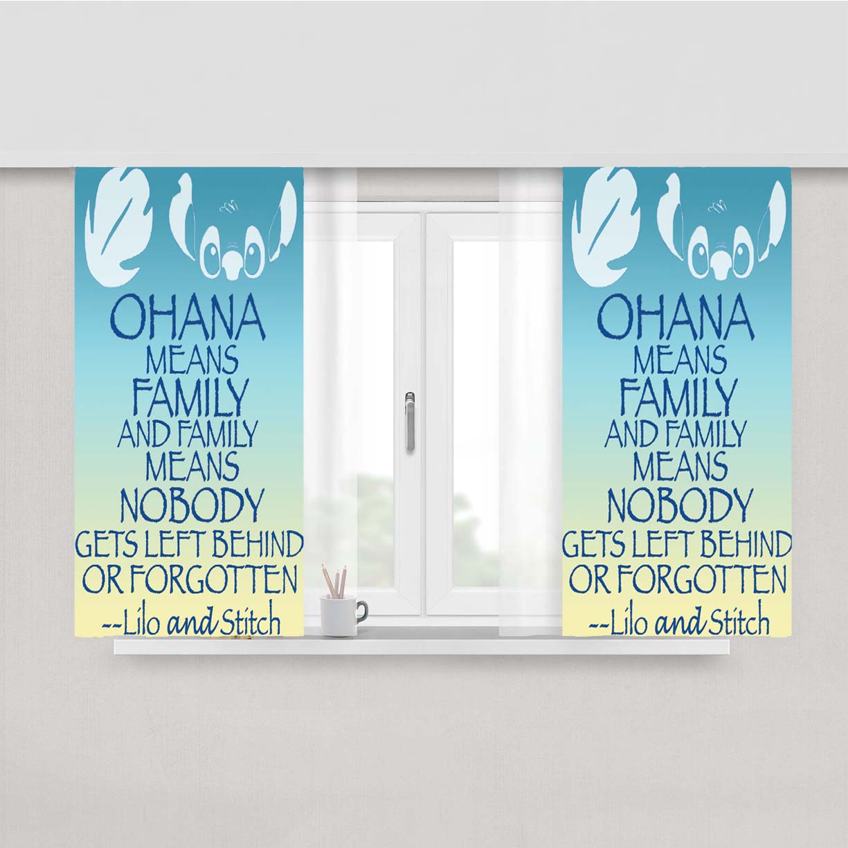 Ohana Word- Peach Skin Window Curtains