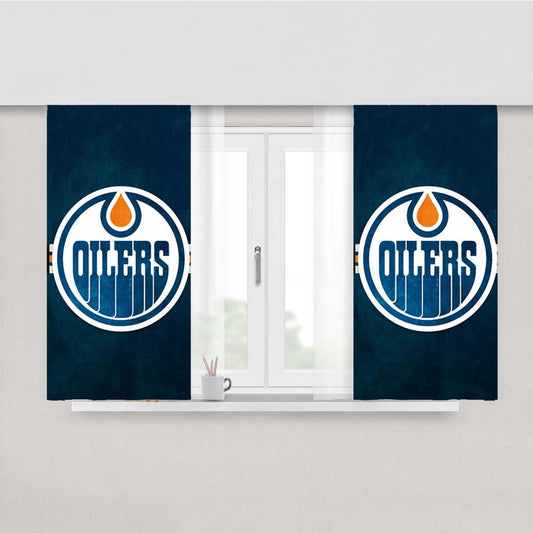 Oilers New Logo Peach Skin Window Curtains