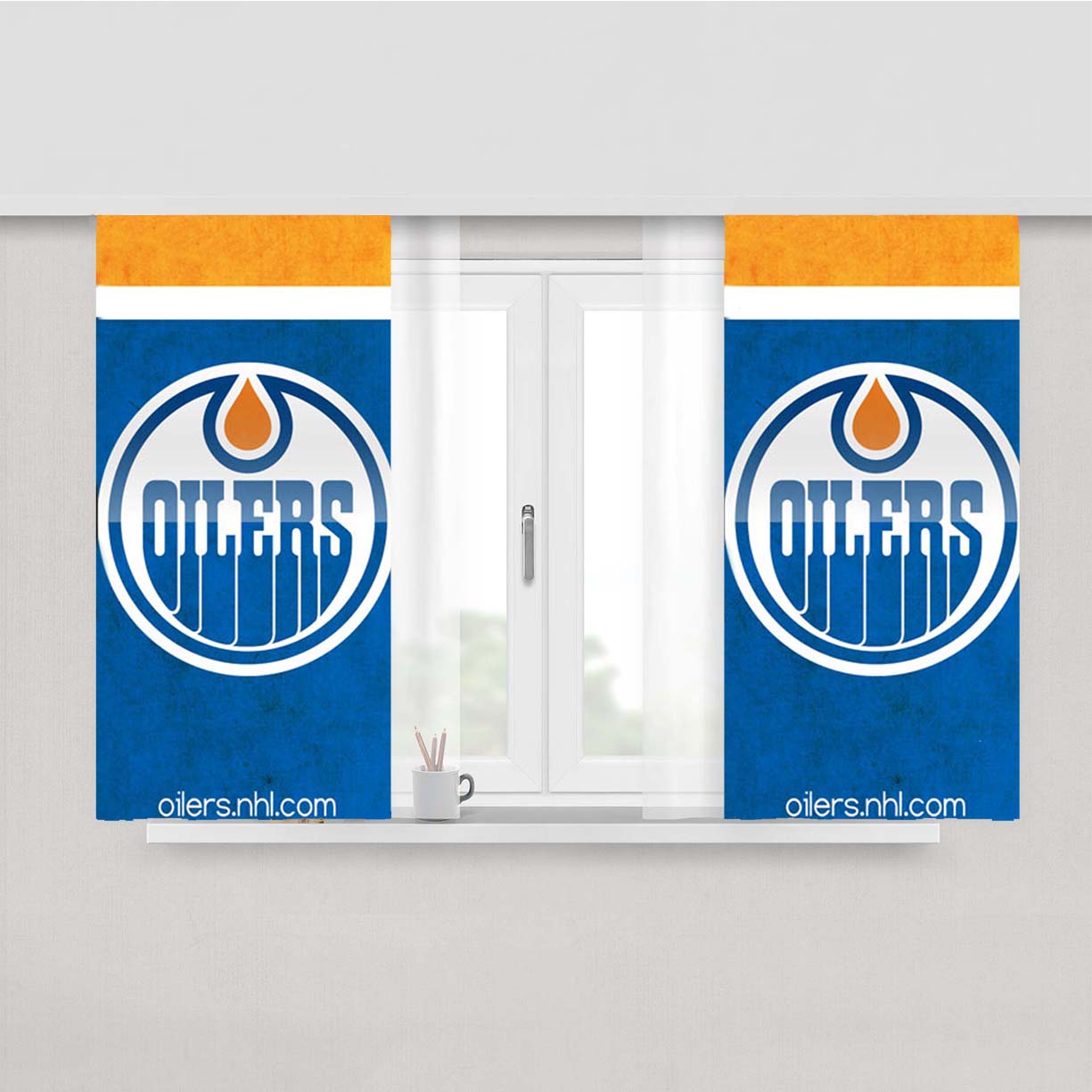 Oilers Symbol Peach Skin Window Curtains