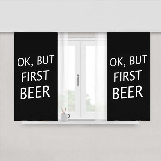 Ok But First Beer Peach Skin Window Curtains
