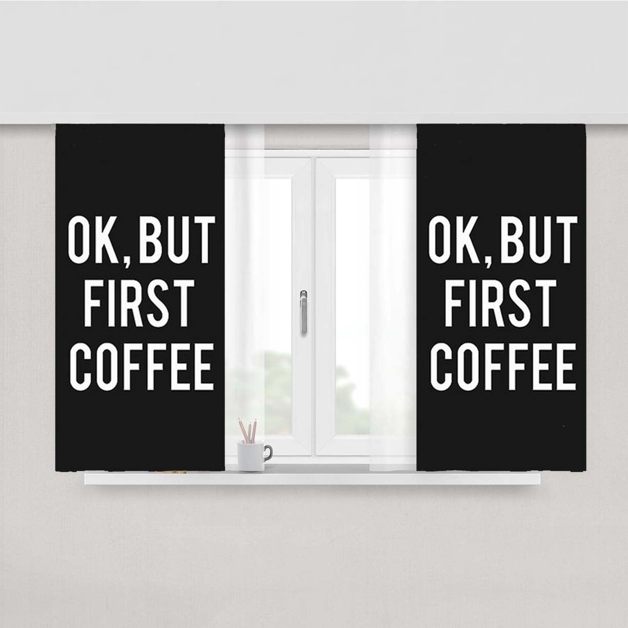 Ok But First Coffee Peach Skin Window Curtains