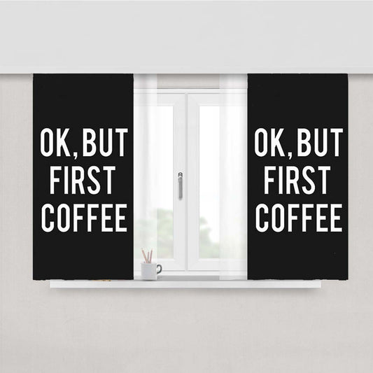 Ok But First Coffee Peach Skin Window Curtains