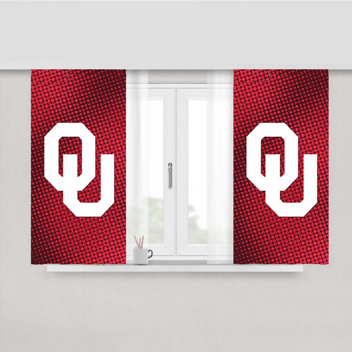 Ok Sooners Halftone Red Peach Skin Window Curtains