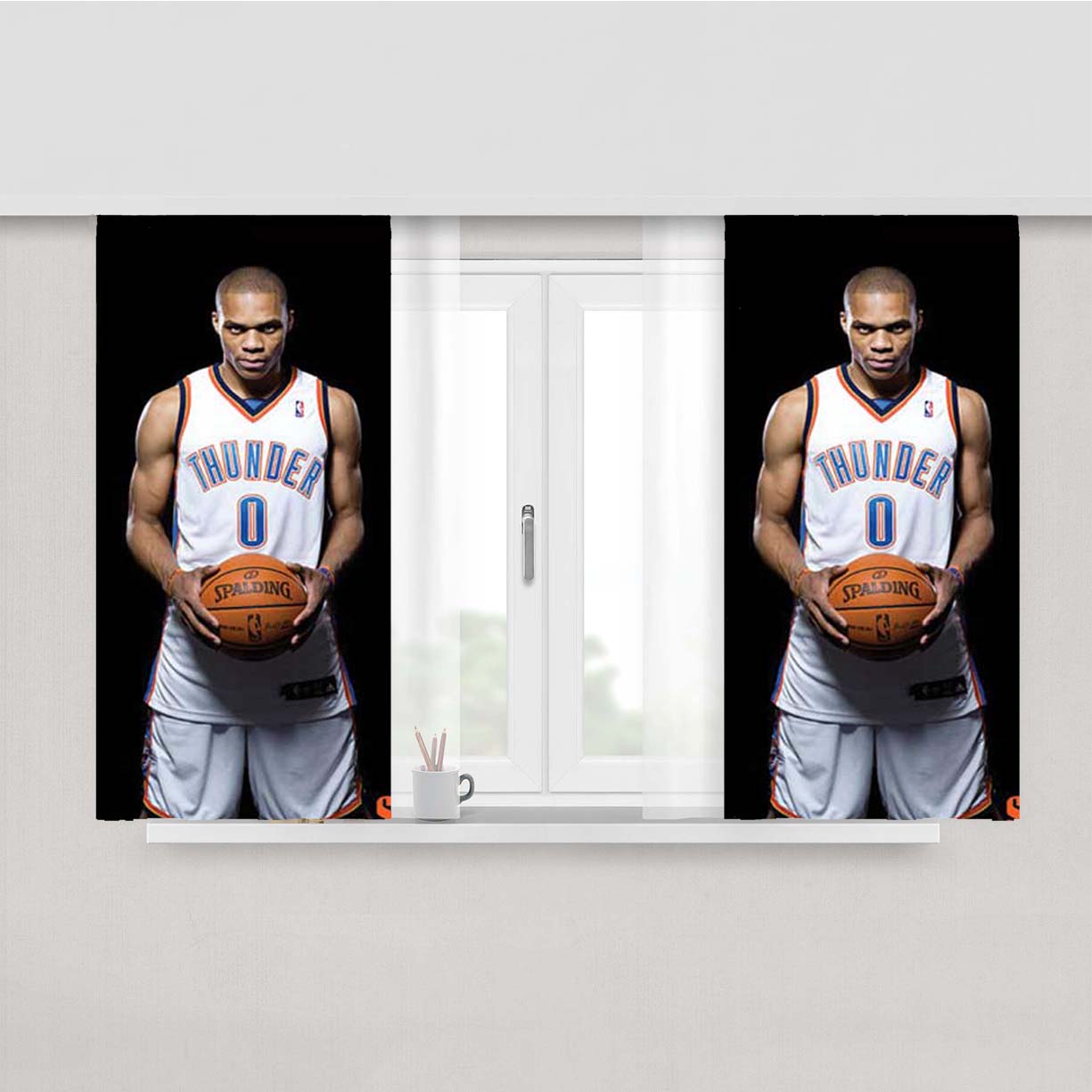 Okc Thunder Russell Westbrook Peach Skin Window Curtains
