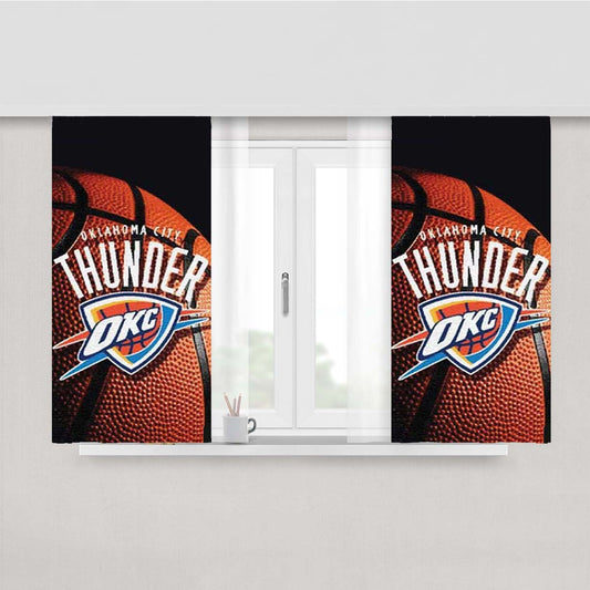 Okc Thunder Tapestry Peach Skin Window Curtains