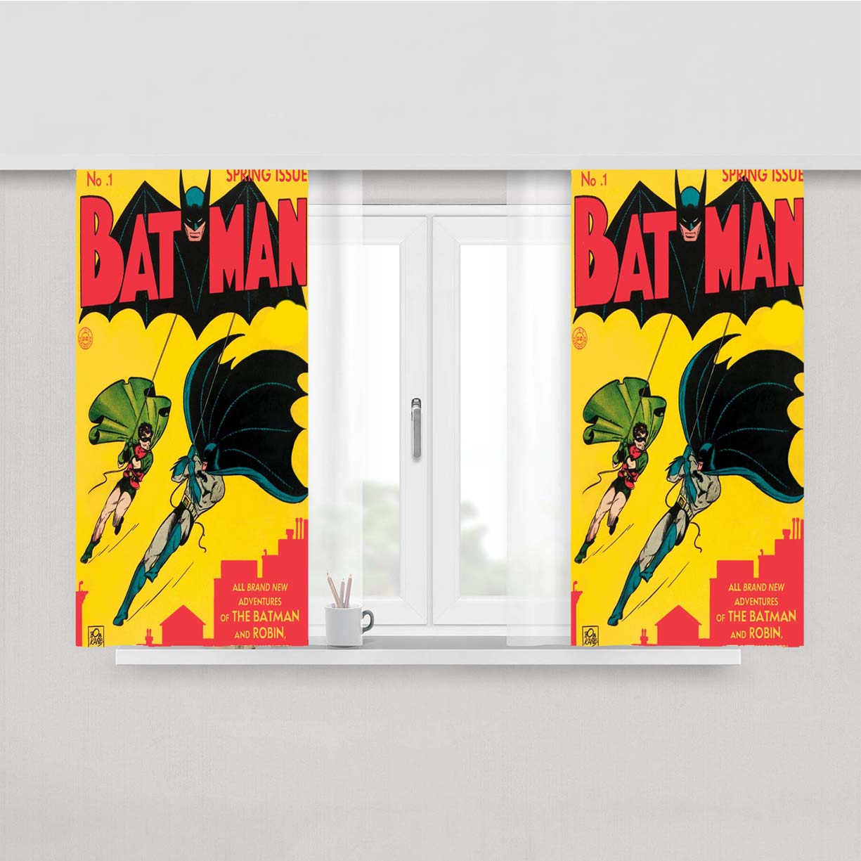 Old Batman Comic Peach Skin Window Curtains