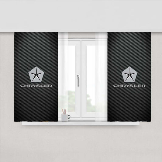 Old Chrysler Carbon Fiber Logo Peach Skin Window Curtains