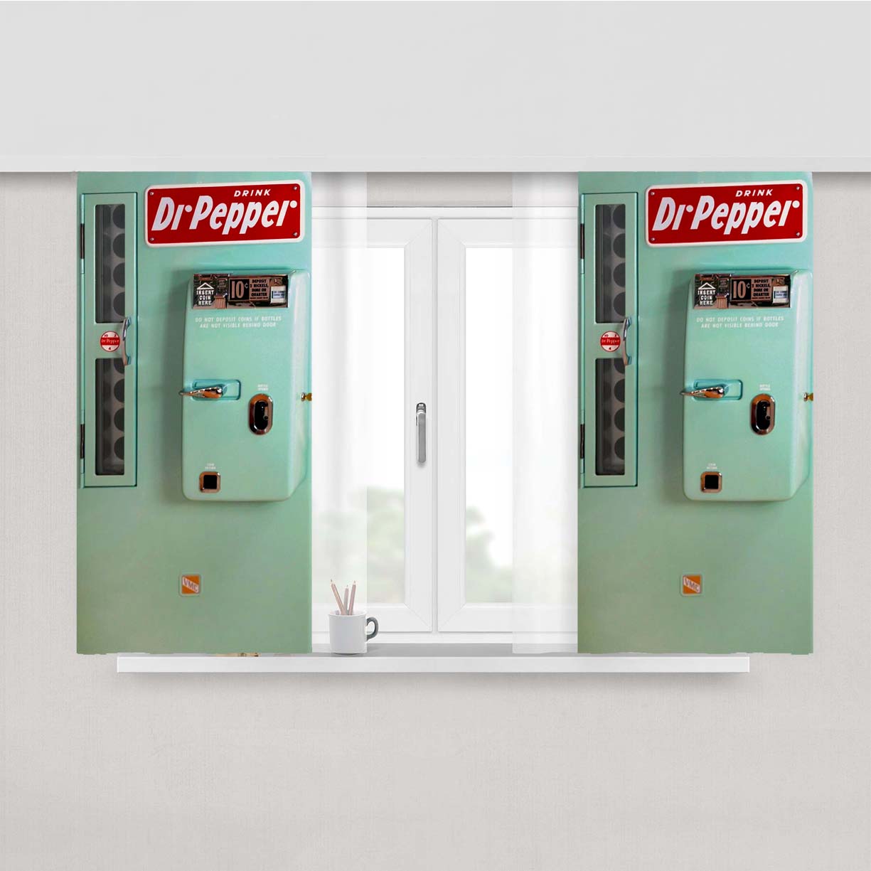 Old Classic Dr Pepper Vending Machine Retro Peach Skin Window Curtains