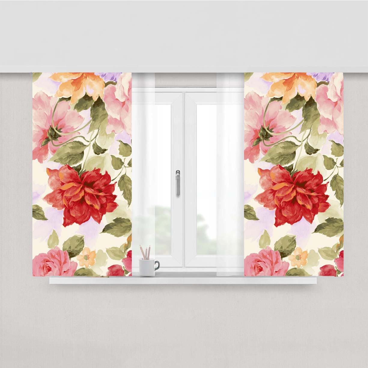 Old Classic Floral Peach Skin Window Curtains