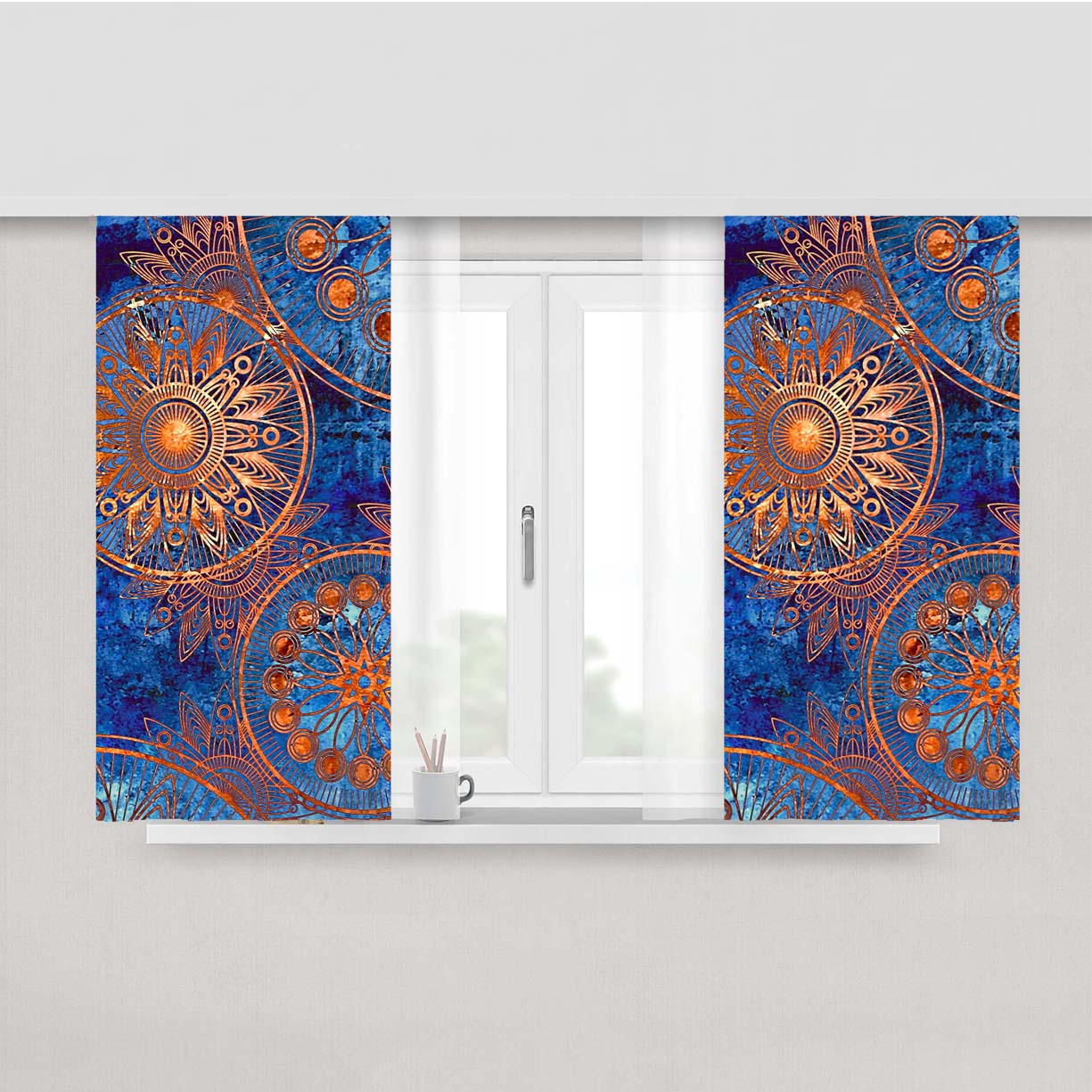 Old Mandala Printing Christmas Gifts Peach Skin Window Curtains