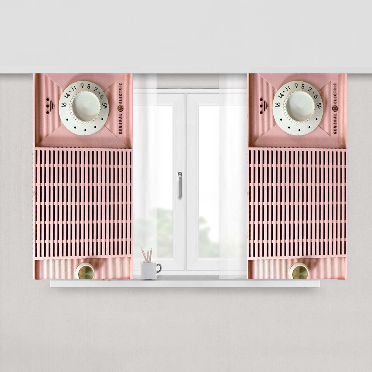 Old Pink Radio Peach Skin Window Curtains