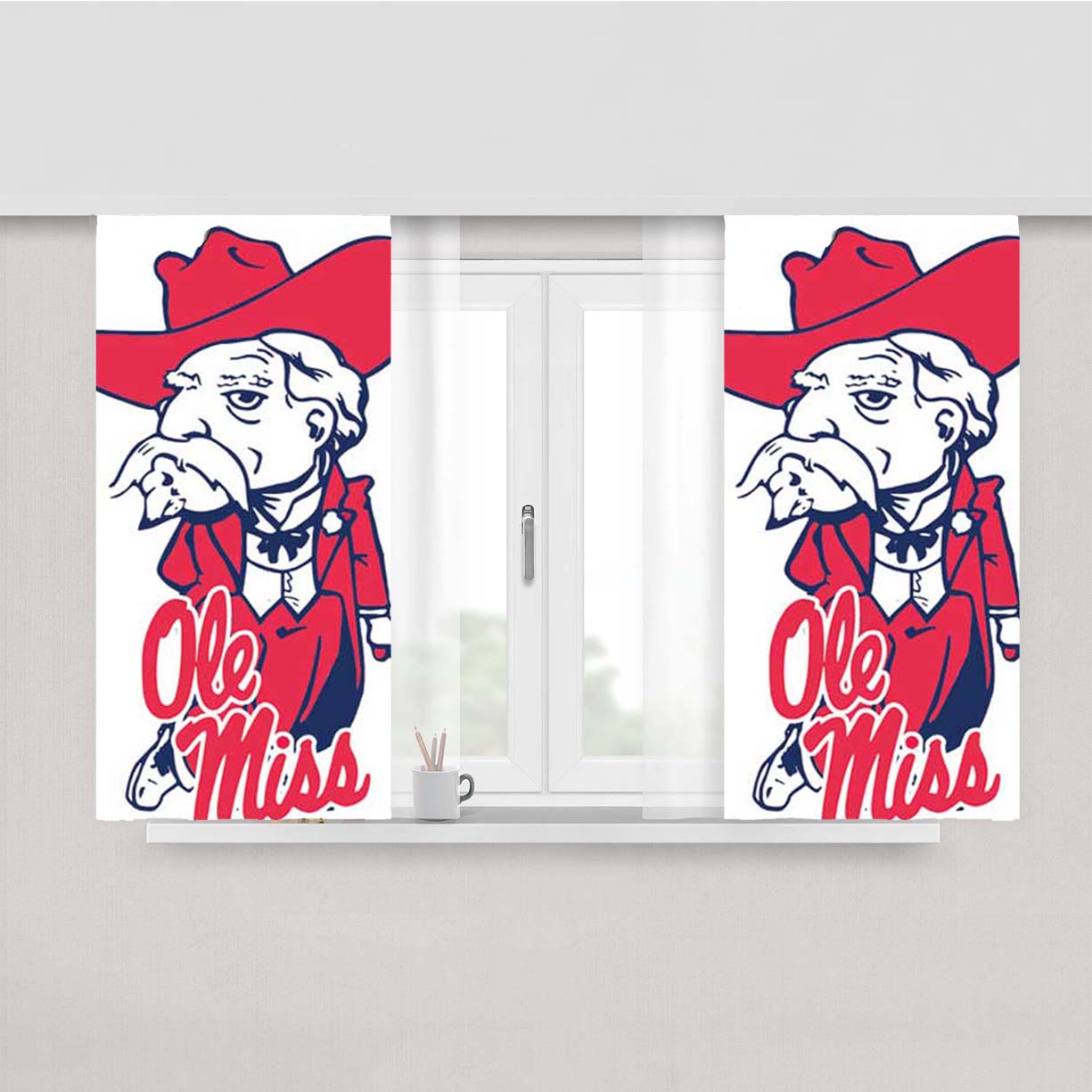 Ole Miss Logo Peach Skin Window Curtains