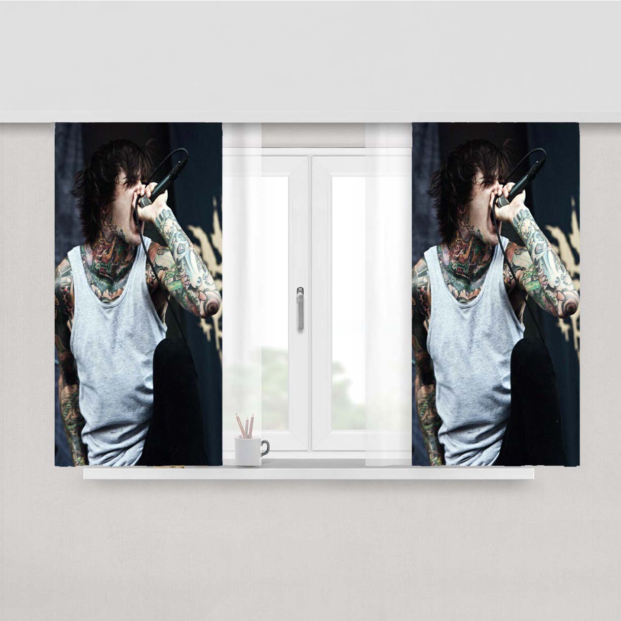 Oliver Sykes Bring Me The Horizon Concert Peach Skin Window Curtains