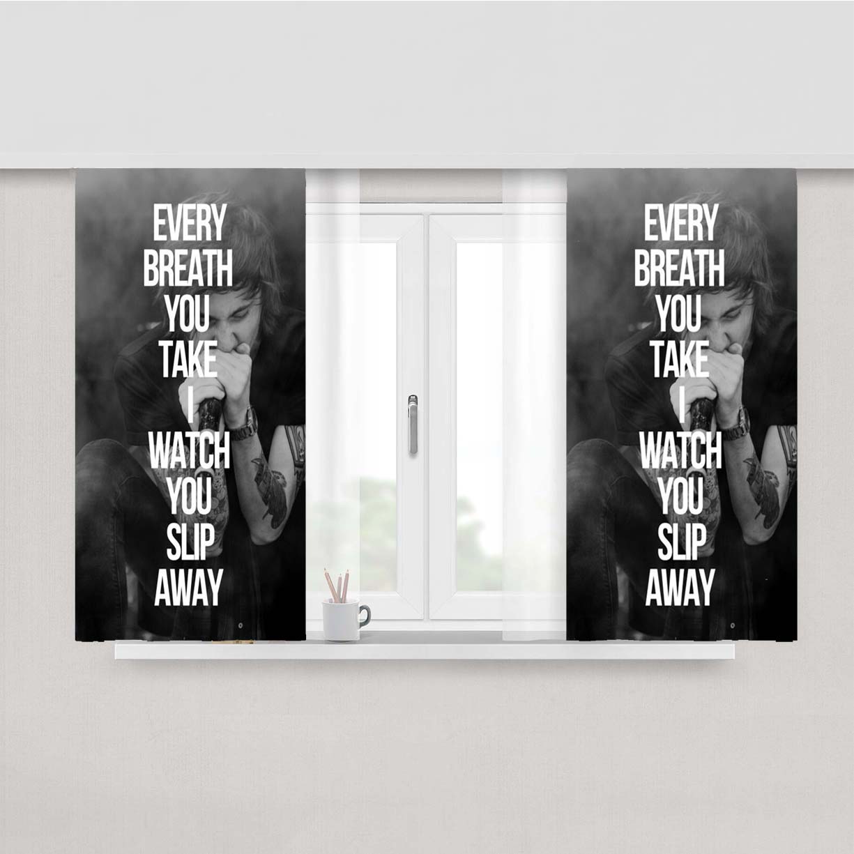 Oliver Sykes Bring Me The Horizon Live Peach Skin Window Curtains