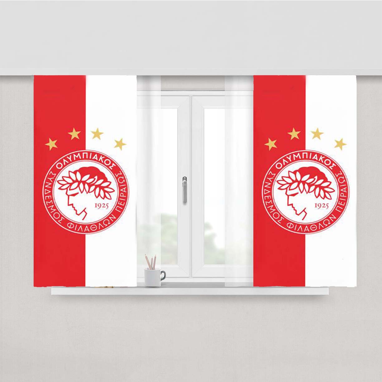 Olympiakos Fc Peach Skin Window Curtains