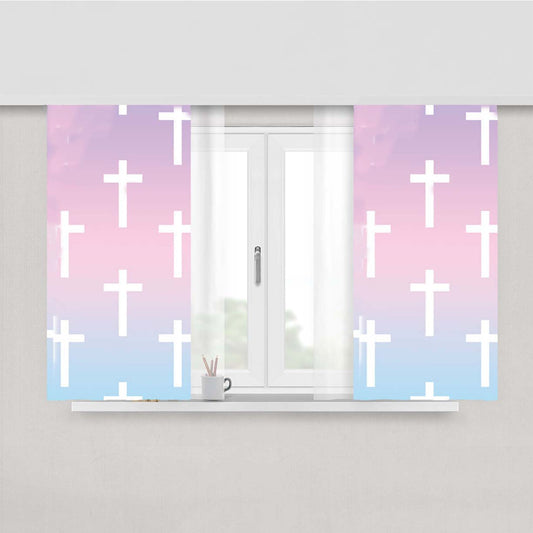 Ombre Pastel Crosses Peach Skin Window Curtains