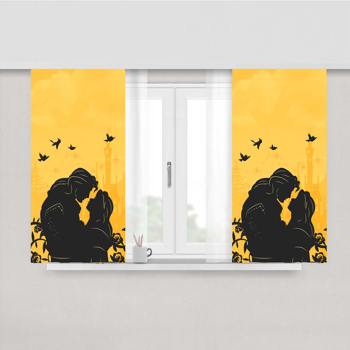 Onceupon A Time Beauty And The Beast Peach Skin Window Curtains