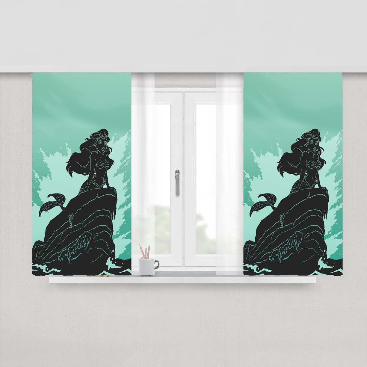 Onceupon A Time Little Mermaid Peach Skin Window Curtains