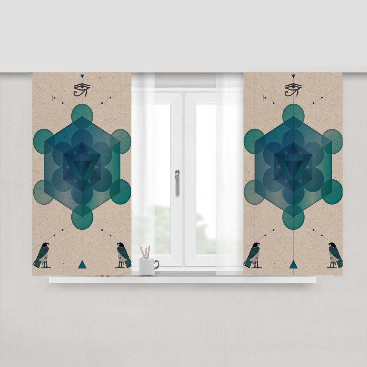 One Eyes Bird Peach Skin Window Curtains