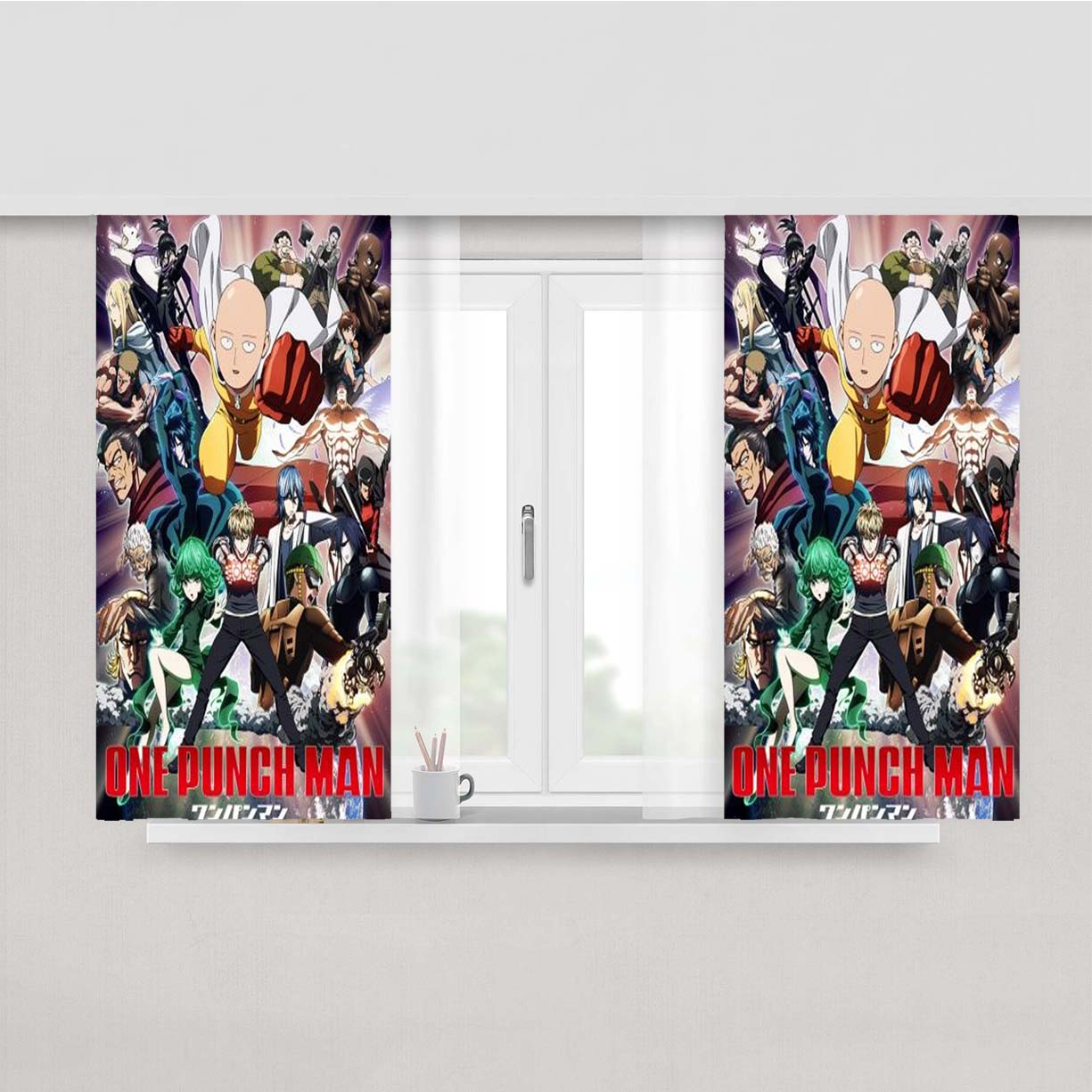 One Punch Man Peach Skin Window Curtains