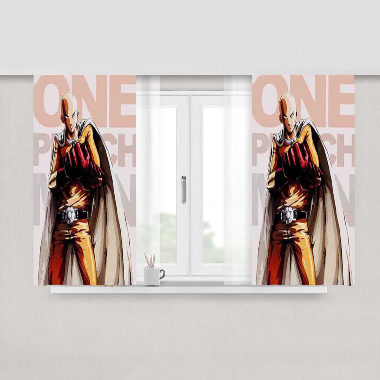 One Punch Man Saitama Peach Skin Window Curtains