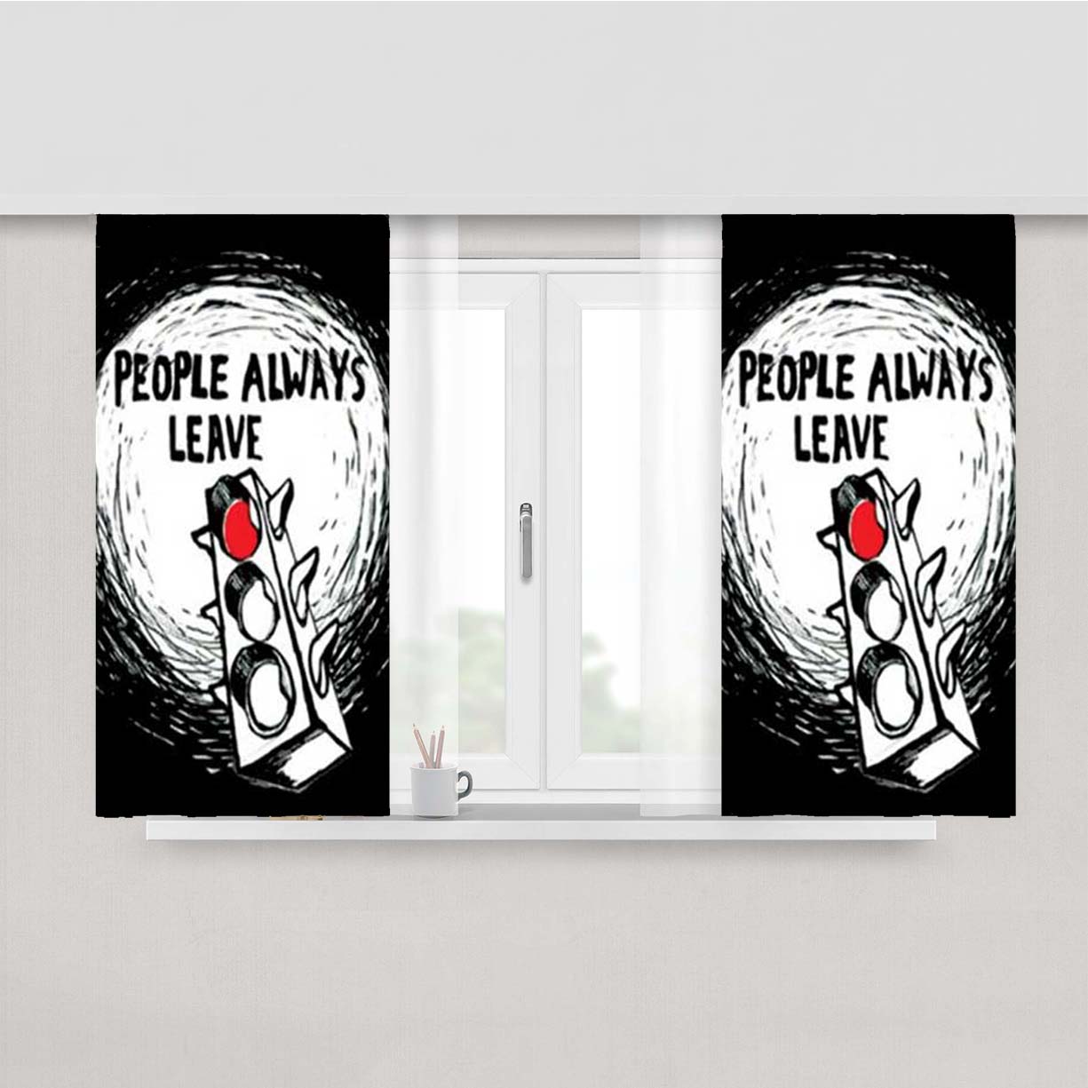 One Tree Hill People Always Leave Peach Skin Window Curtains